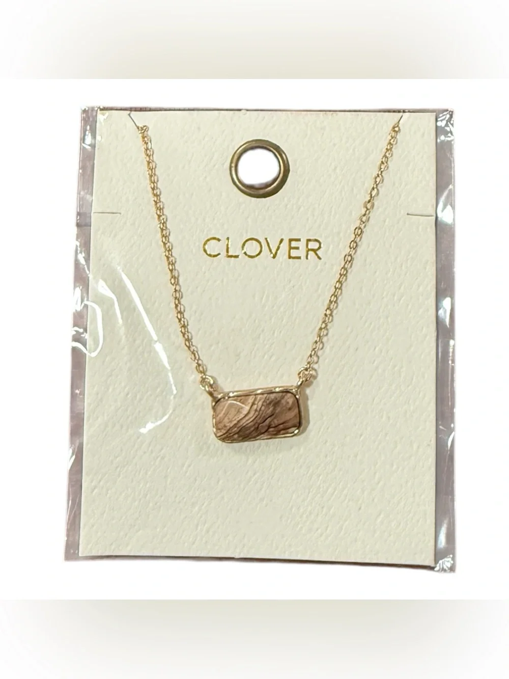 Natural Brown Gold Bar Pendant Necklace